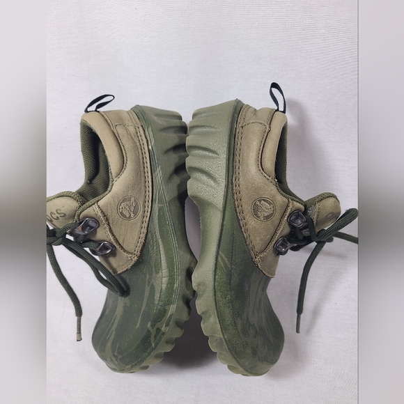 Crocs Axle All Terrain Camo Green Lace Up Duck Boat Clog Shoe Size M 1/W3 Junior - Picture 7 of 14